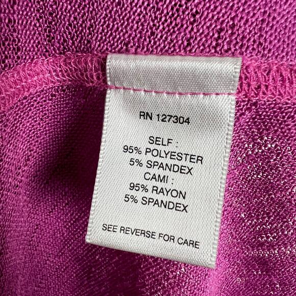 John Mark Womens XL Magenta Tunic Dress Sheer Knit 3/4 Sleeve Button Back Detail - Picture 11 of 12